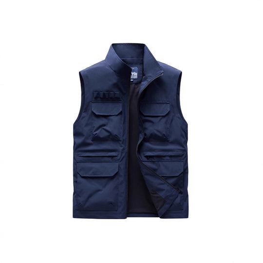 Herren Outdoor-Utilityweste mit acht Multifunktionstaschen, robustem Baumwollmix und Windschutzkragen Nord Taschen