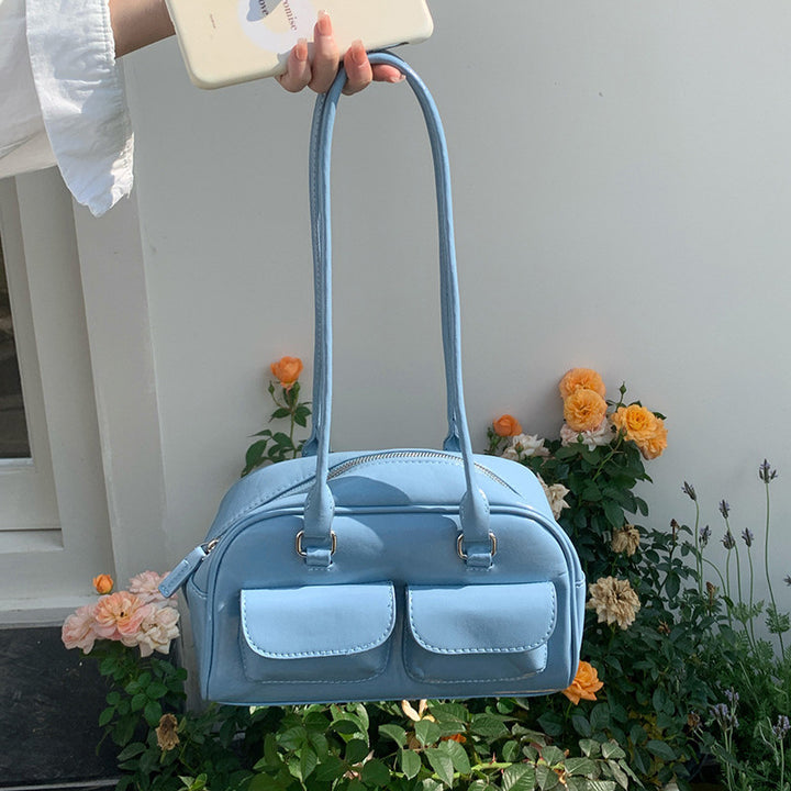 Damen Handtasche mit zwei praktischen Außentaschen und glatter Oberfläche Nord Taschen