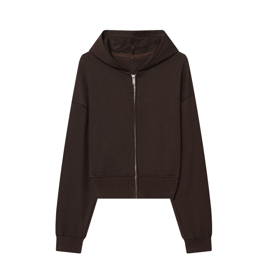 Damen 10+ Cropped Kapuzenjacke mit durchgehendem Reißverschluss und überschnittener Schulter Nord Taschen
