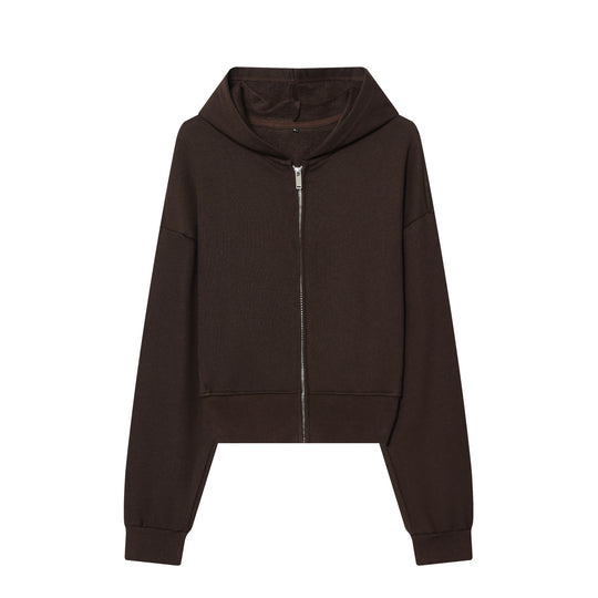 Damen 10+ Cropped Kapuzenjacke mit durchgehendem Reißverschluss und überschnittener Schulter Nord Taschen