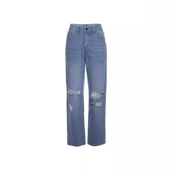 Damen Modische Baggy Jeans mit Destroyed-Details