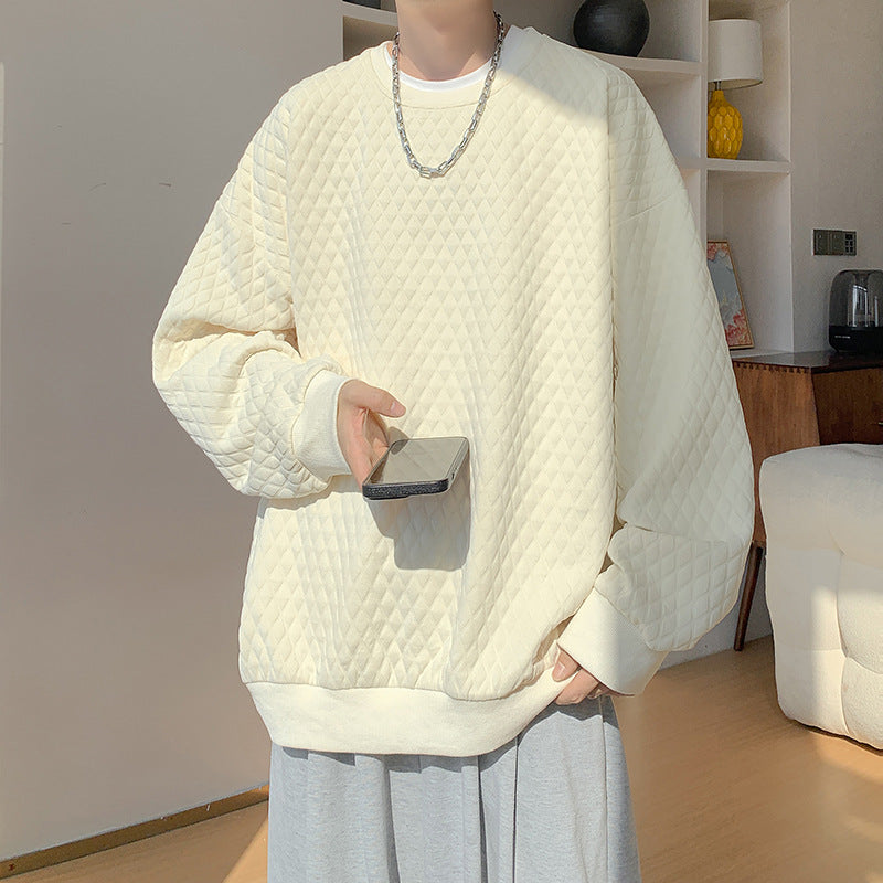 Herren Oversize-Quilt-Sweatshirt mit Rautenmuster und gerippten Bündchen Nord Taschen