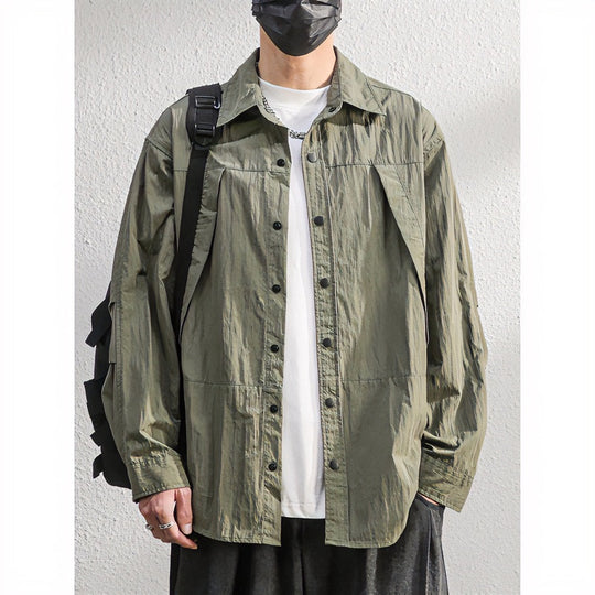 Herren Leichte Overshirt-Hemdjacke im Relaxed-Look mit Druckknopfleiste und Faltendetail Nord Taschen