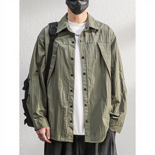 Herren Leichte Overshirt-Hemdjacke im Relaxed-Look mit Druckknopfleiste und Faltendetail Nord Taschen