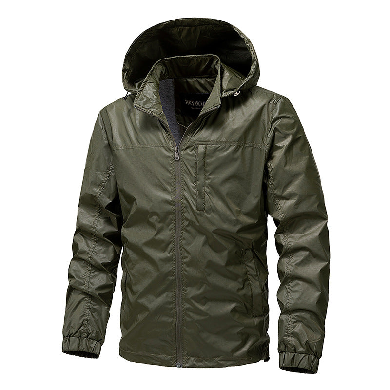 Herren Leichte wasserabweisende kompakt verstaubare Windjacke mit Kapuze Nord Taschen