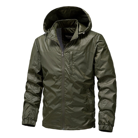 Herren Leichte wasserabweisende kompakt verstaubare Windjacke mit Kapuze Nord Taschen
