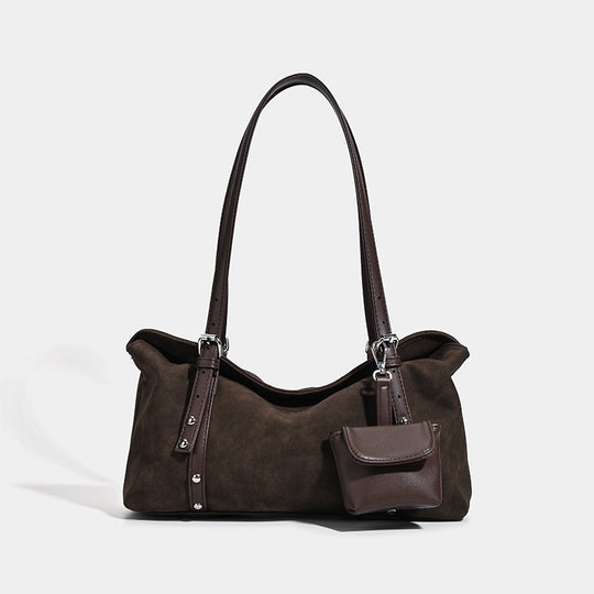 Damen Hobo-Tasche aus strapazierfähigem Wildleder mit abnehmbarem Miniclutch Nord Taschen