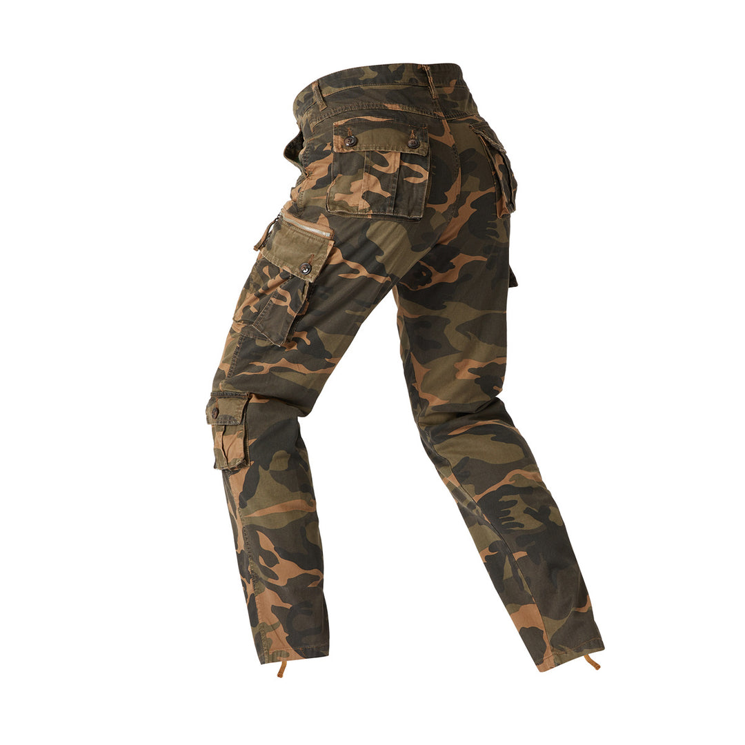 Herren Cargohose im Camouflage‑Militärstil mit Mehrfachtaschen und verstellbaren Knöchelbändern Nord Taschen