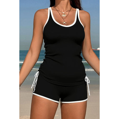 Damen Sportliches Tankini-Set mit hochgezogenem Schnitt und verstellbaren Bändern Nord Taschen