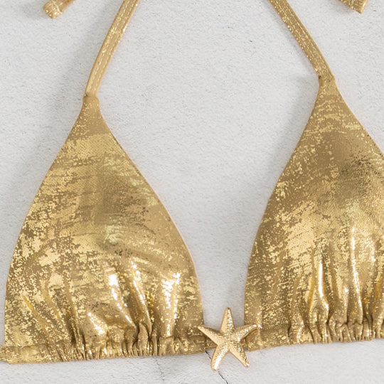 Damen Glänzendes Triangel-Bikini-Set mit verstellbaren Trägern Nord Taschen