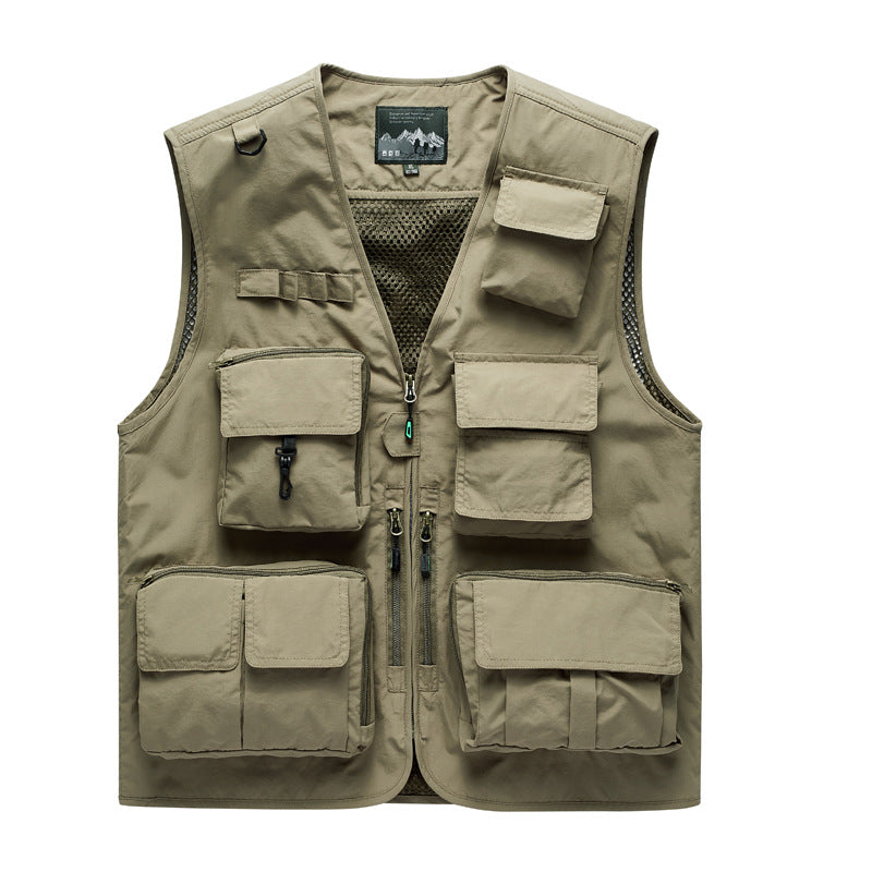 Herren Multifunktionale Outdoor‑Utilityweste mit Mesh‑Rücken, Mehrfach‑Fronttaschen und durchgehendem Reißverschluss Nord Taschen