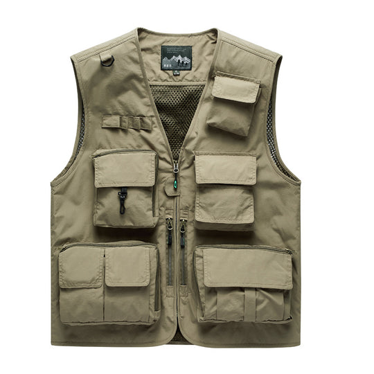 Herren Multifunktionale Outdoor‑Utilityweste mit Mesh‑Rücken, Mehrfach‑Fronttaschen und durchgehendem Reißverschluss Nord Taschen