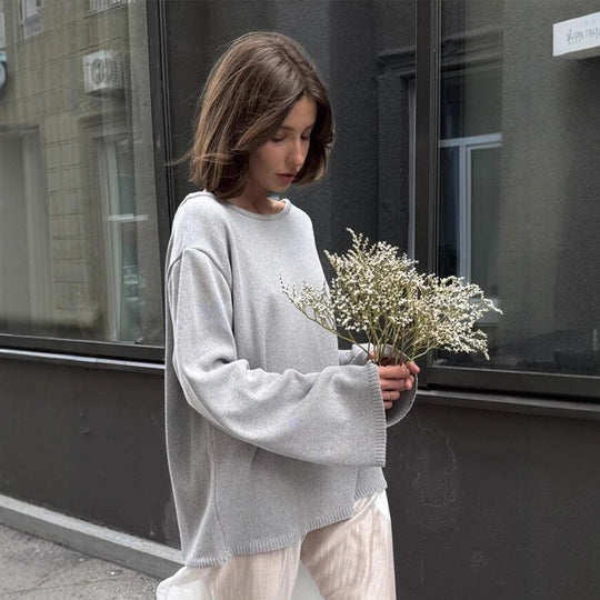 Damen Grobstrick-Kapuzenpullover aus reiner Baumwolle mit Kordelzug Nord Taschen
