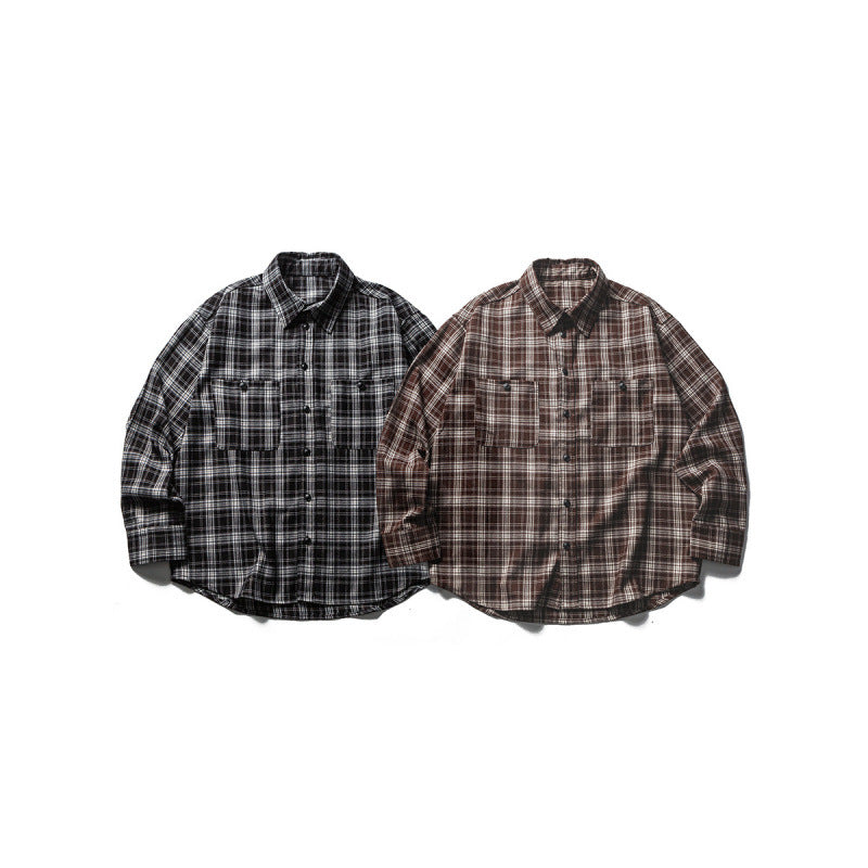 Herren Boxy-Karo-Workshirt aus weichem Flanell mit Doppelbrusttaschen Nord Taschen