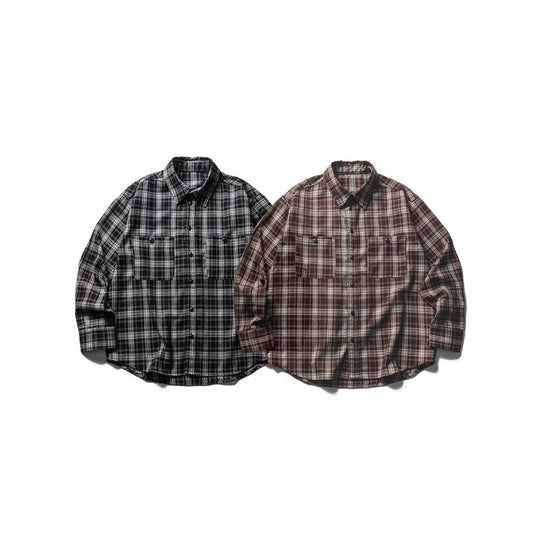 Herren Boxy-Karo-Workshirt aus weichem Flanell mit Doppelbrusttaschen Nord Taschen