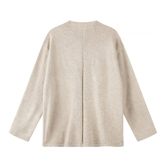 Unisex Oversize-Strickpullover mit Henley-Knopfleiste, geradem Saum und leichter Struktur Nord Taschen