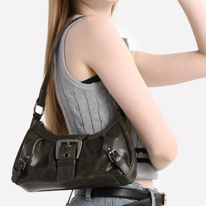 Damen Schultertasche mit elegantem Faltendesign und praktischem Magnetverschluss Nord Taschen