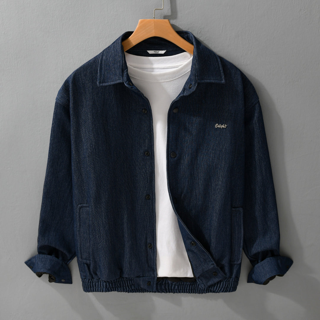 Herren Jeansjacke mit Druckknöpfen und elastischem Saum Nord Taschen