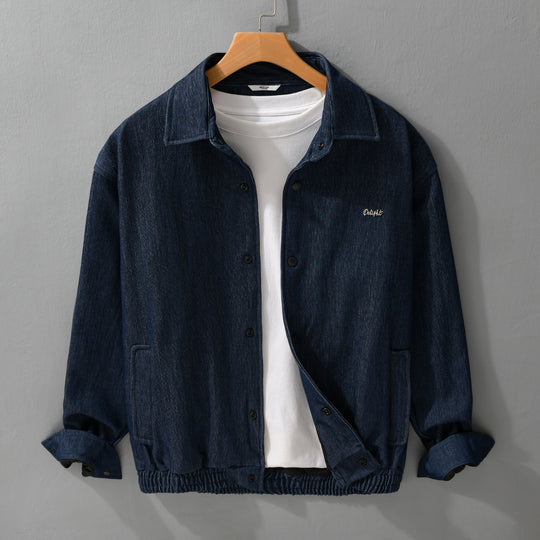 Herren Jeansjacke mit Druckknöpfen und elastischem Saum Nord Taschen