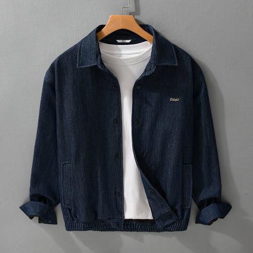 Herren Jeansjacke mit Druckknöpfen und elastischem Saum Nord Taschen
