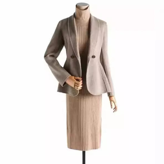 Damen Taillierter Wollmix-Blazer mit Schalkragen und figurnahen Teilungsnähten Nord Taschen