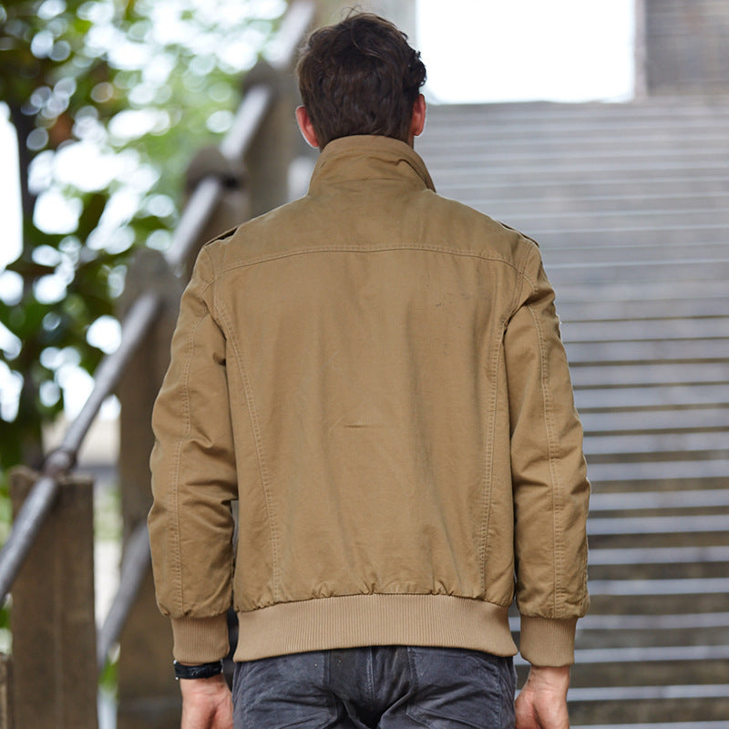 Herren leichter Canvas-Fieldblouson im Pilotenstil mit Schulterpatten und Multifunktions-Taschen Nord Taschen