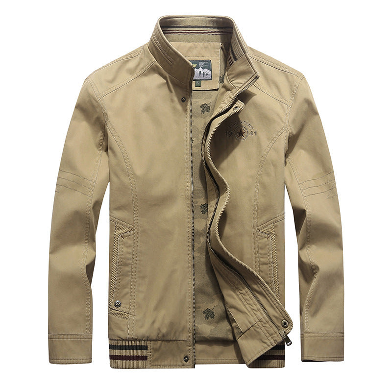 Herren Canvas-Fieldjacke mit Stehkragen, Zipper und gestreiftem Rippbund Nord Taschen