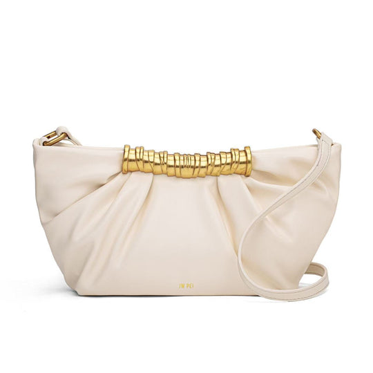 Damen Clutch mit dekorativer Faltoptik und goldenem Griff Nord Taschen