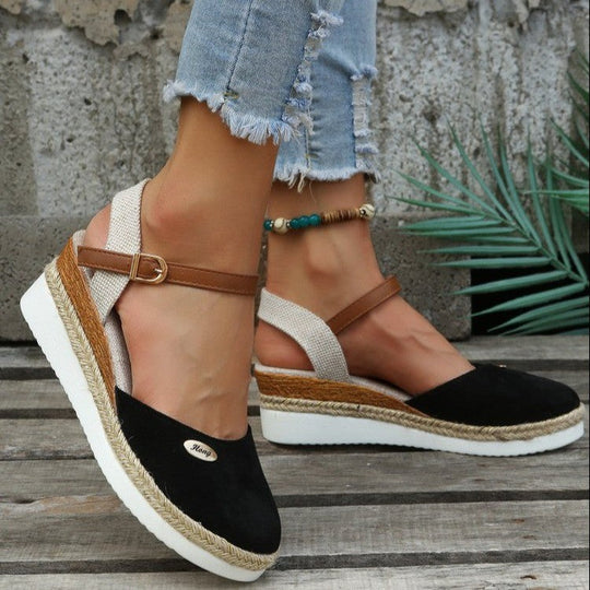 Damen Wedge-Sandalen mit geflochtenem Riemendesign und komfortablem Fußbett