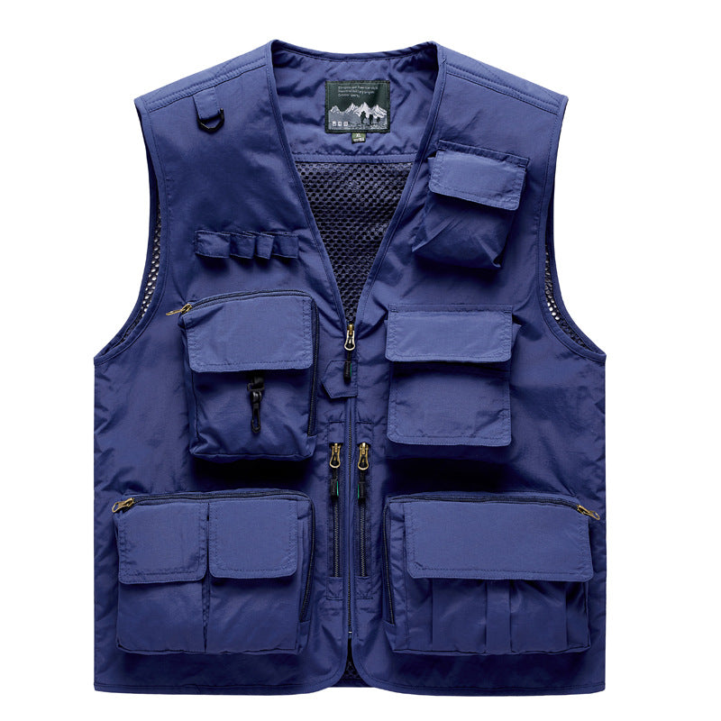 Herren Multifunktionale Outdoor‑Utilityweste mit Mesh‑Rücken, Mehrfach‑Fronttaschen und durchgehendem Reißverschluss Nord Taschen