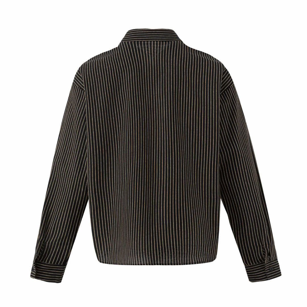 Damen Oversize-Hemdbluse mit feinen Streifen und Kentkragen Nord Taschen