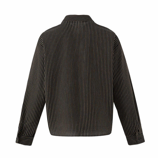 Damen Oversize-Hemdbluse mit feinen Streifen und Kentkragen Nord Taschen
