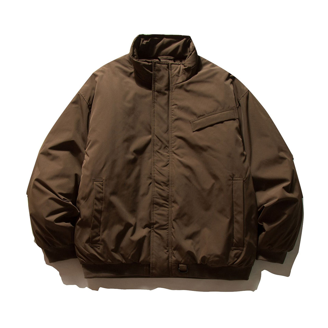 Herren Minimalistische Thermo‑Bomberjacke mit verdeckter Frontblende, hohem Stehkragen und Utility‑D‑Ring Nord Taschen