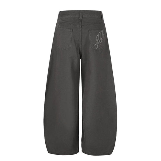 Damen Hochgeschnittene Palazzo‑Hose mit weitem Ballonbein und dekorativer Knopfleiste Nord Taschen