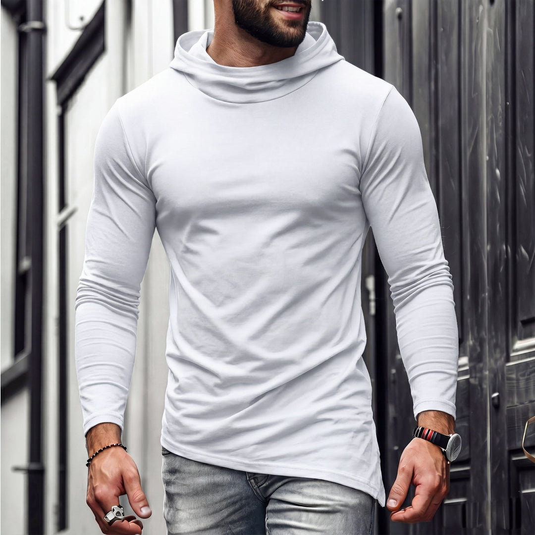Herren Enganliegendes Langarmshirt mit hohem Schlauchkragen und asymmetrischem Saum Nord Taschen