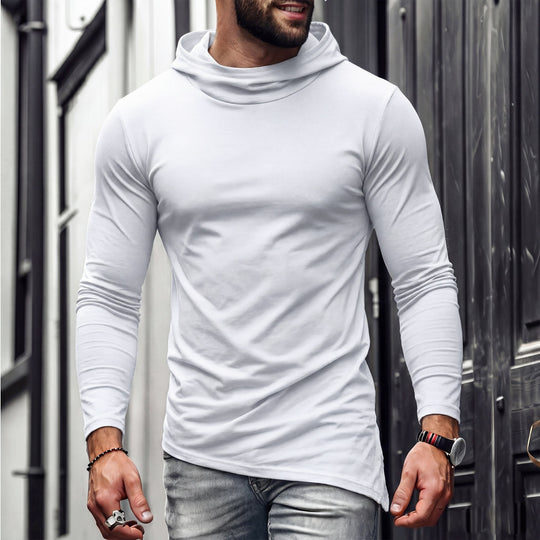 Herren Enganliegendes Langarmshirt mit hohem Schlauchkragen und asymmetrischem Saum Nord Taschen
