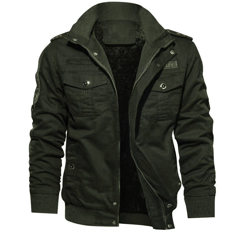 Herren Thermisch gefütterte militärische Feldjacke mit Stehkragen Nord Taschen