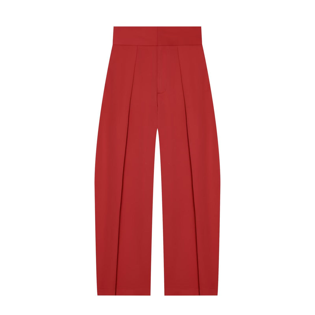 Damen Hochtaillierte Plissée-Hose mit weitem Bein und markanten Vorderfalten Nord Taschen