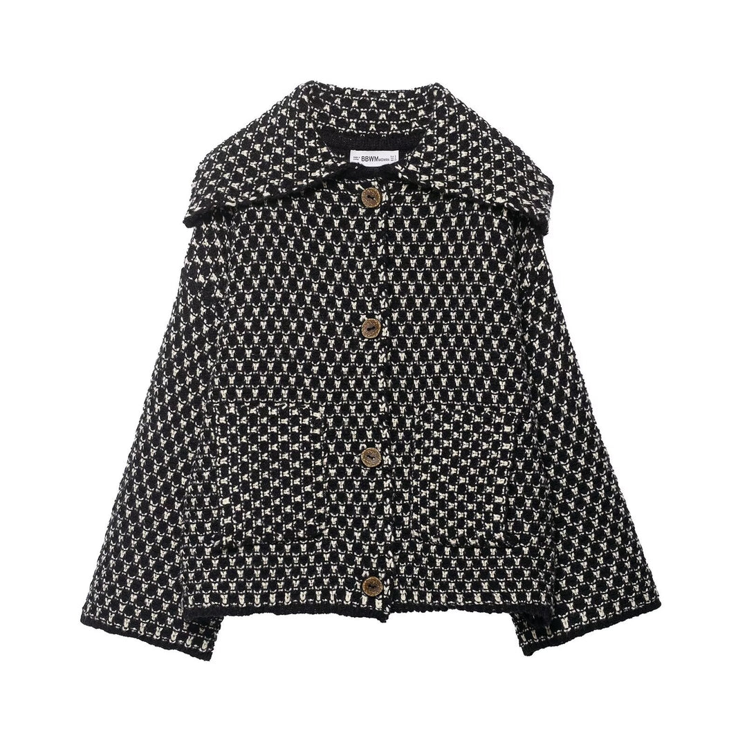 Damen Kurzjacke im Bouclé‑Waffelmuster mit großem Umlegekragen Nord Taschen