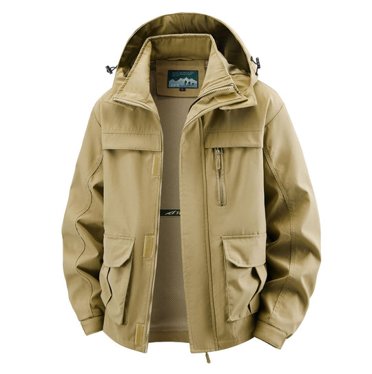 Herren Field‑Utility‑Outdoorjacke mit Kapuze, Multifach‑Taschen und Mesh‑Innenfutter Nord Taschen