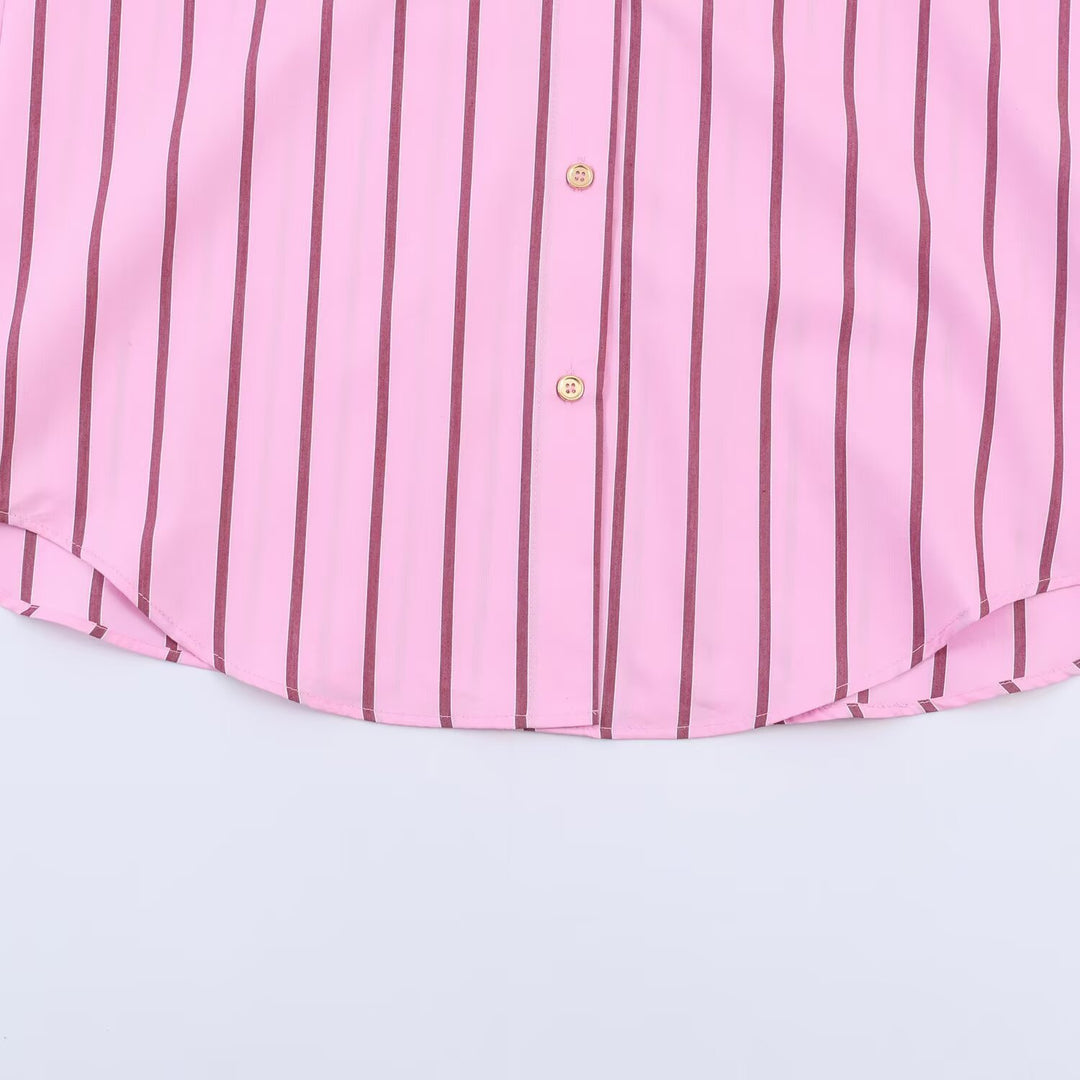 Damen Oversize-Hemdbluse mit Kontrastkragen, Manschetten und vertikalem Streifenmuster Nord Taschen
