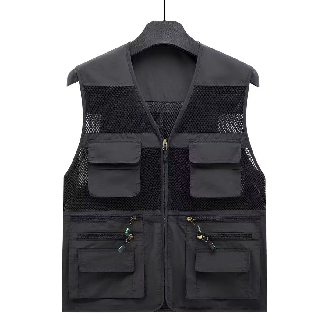 Herren Leichte Mesh-Utility-Weste mit vielen Reißverschluss- und Klapptaschen für Outdoor und Fotografie Nord Taschen