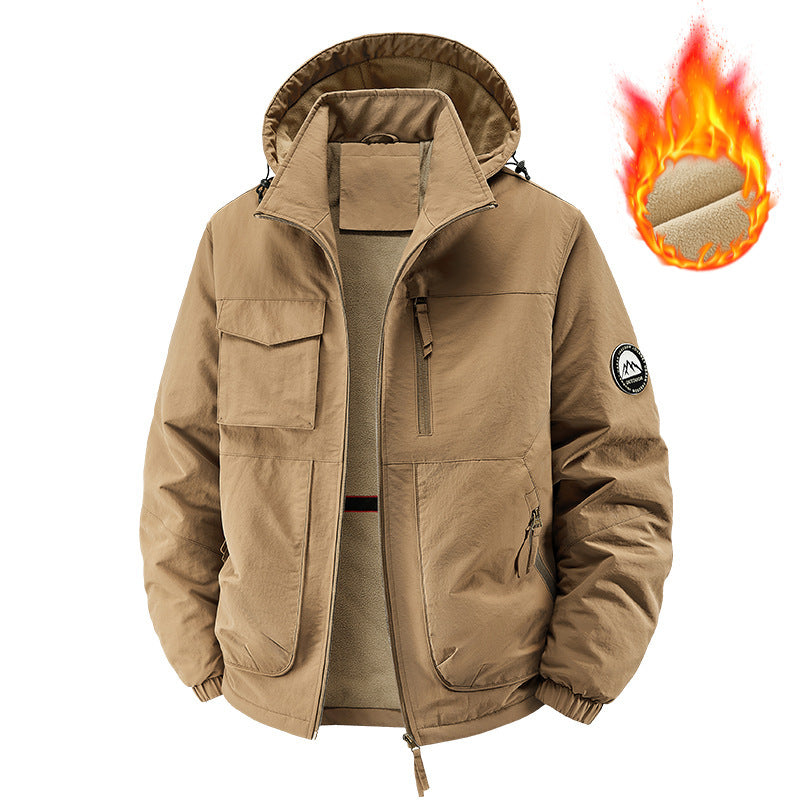 Herren Gefütterte Outdoorjacke mit Fleece-Innenfutter und multifunktionalen Utility-Taschen Nord Taschen