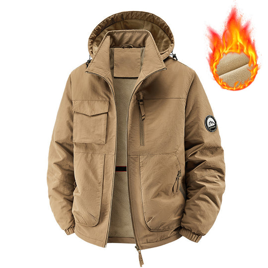 Herren Gefütterte Outdoorjacke mit Fleece-Innenfutter und multifunktionalen Utility-Taschen Nord Taschen