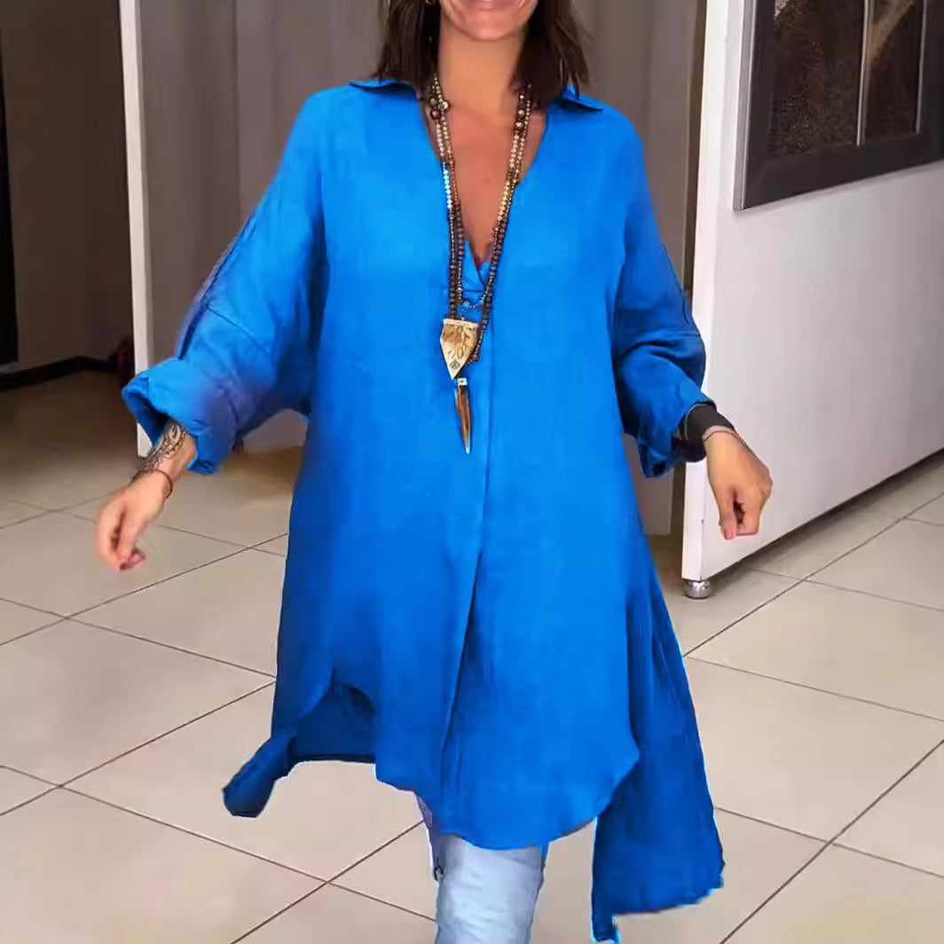 Damen Leinen Tunika mit asymmetrischem Schnitt und eleganten Details