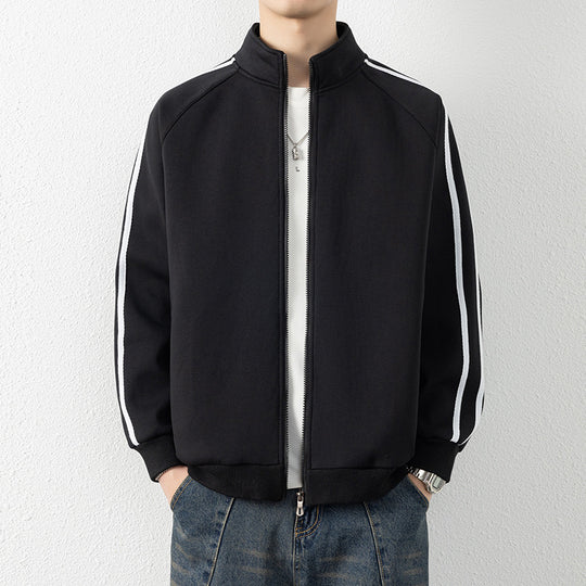 Herren Freizeit-Trainingsjacke mit Stehkragen, Reißverschluss und Kontraststreifen Nord Taschen