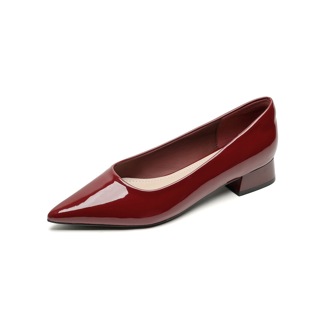 Damen elegante Ballerinas mit spitzem Zehenbereich und komfortablem Blockabsatz