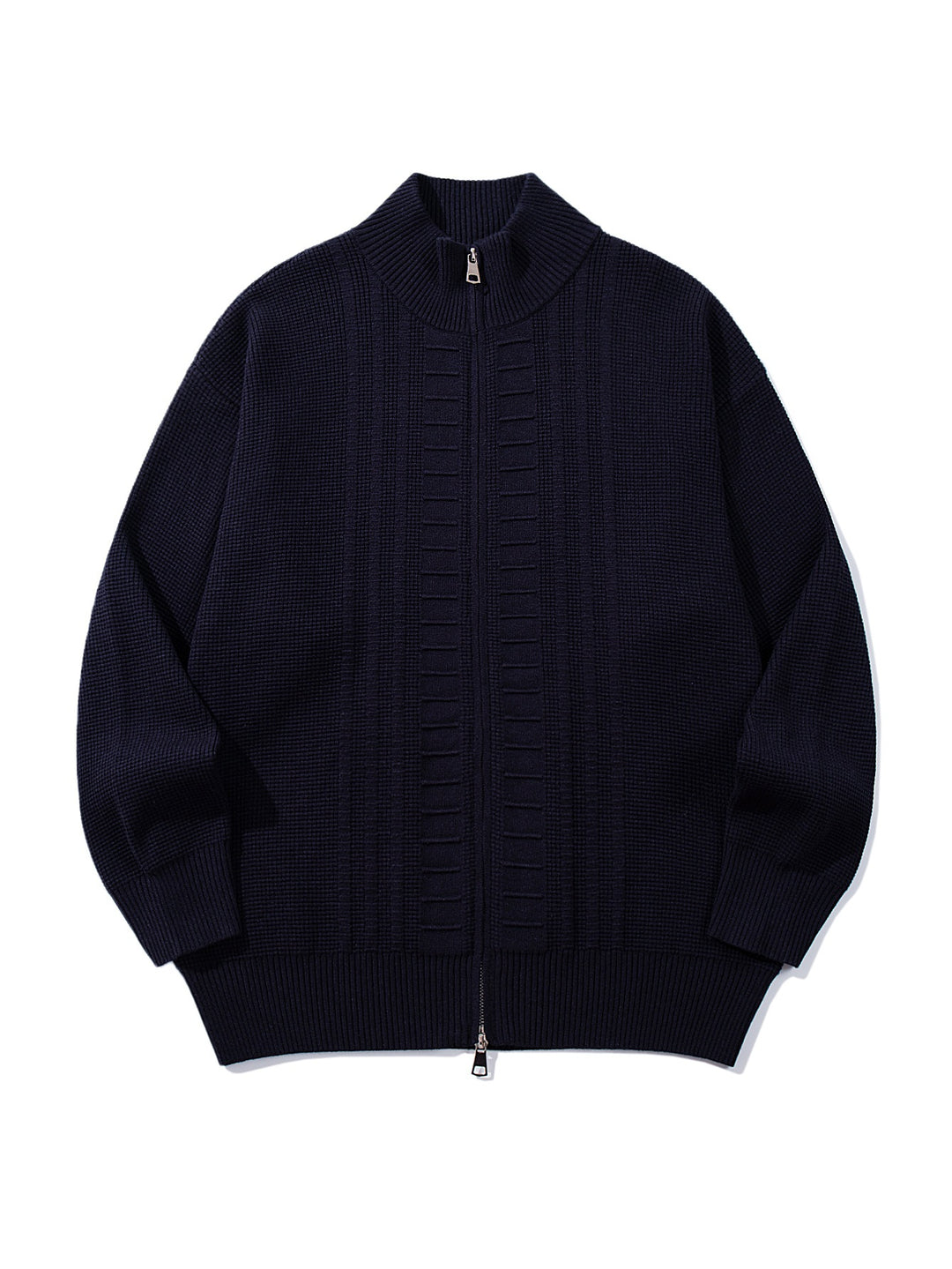 Herren Grobstrick-Zipjacke mit Stehkragen und beidseitig öffnendem Reißverschluss Nord Taschen