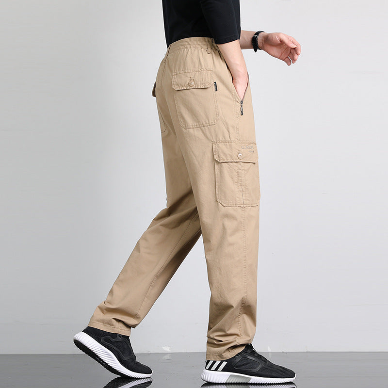 Herren Lockere Cargohose mit elastischem Bund, Multifach‑Taschen & geradem Bein Nord Taschen