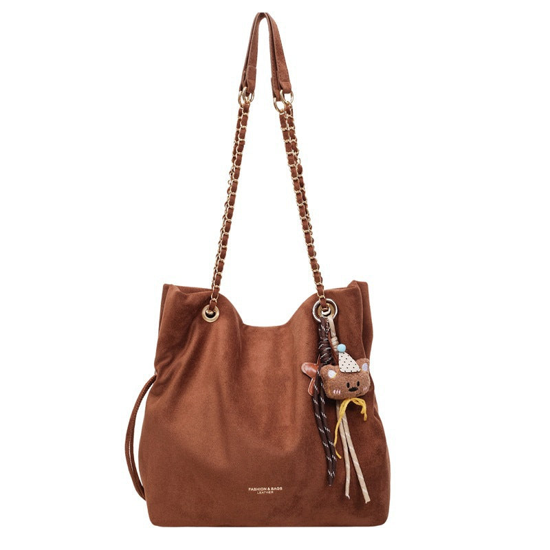 Damen elegante Hobo-Tasche aus Samt mit einzigartigem Anhänger Nord Taschen